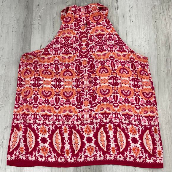 Lucy & Laurel Sleeveless Paisley Floral Halter Flowy Vacation Beach Tank Blouse - Picture 3 of 8